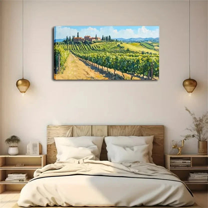 Distant Mountains Vineyards Wall Art Canvas Office Home Room Framed 120x60cm