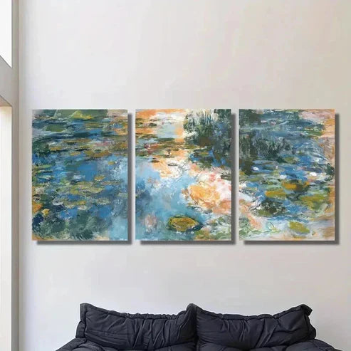 3pcs Abstract Landscape Painting Green Plants Wall Art Canvas Unframed - High Quality Print 100% Australian Made Wall Canvas - Bella Home Decor