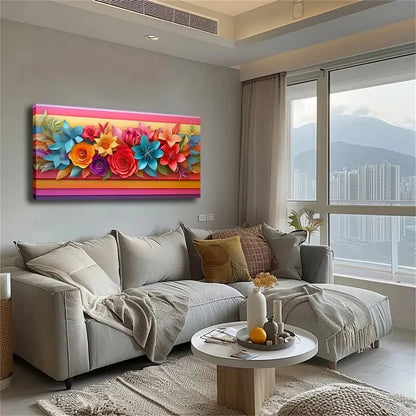 Realistic Paper Flower Décor Wall Art Canvas Office Home Room Framed 120x60cm - Bella Home Decor