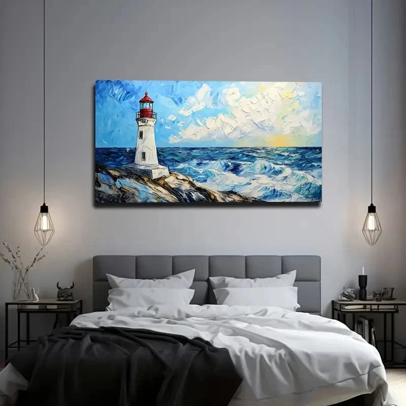 Seascape With Sky & Ocean Waves Wall Art Canvas Office Home Room Framed 120x60cm