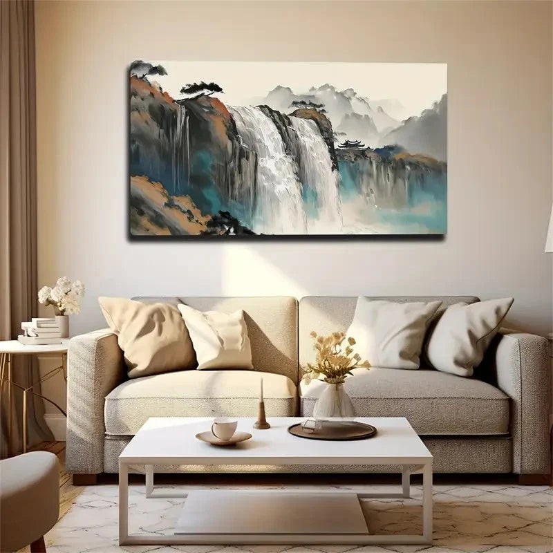 Imaginative Waterfall Wall Art Canvas Office Home Room Framed 120x60cm