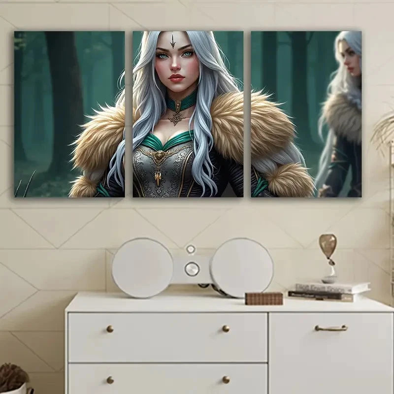 3pcs Woman In Forest Dress Wall Art Set Canvas Framed 60x90cm - High Quality Print 100% Australian Made Wall Canvas Ready to Hang