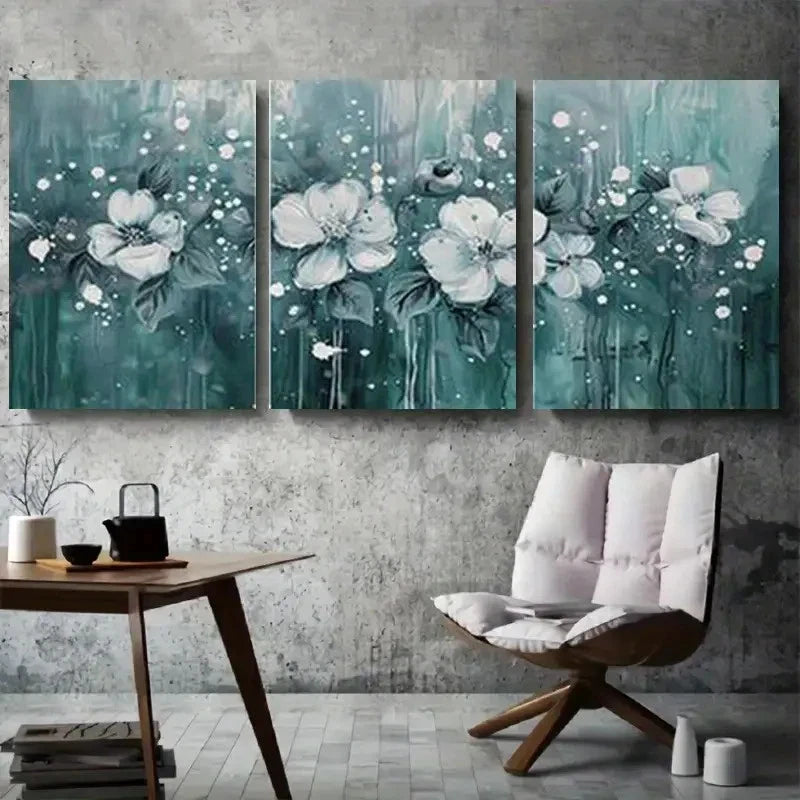 3pcs White Flowers & Butterflies Wall Art Set Canvas Framed 40x60cm - High Quality Print 100% Australian Made Wall Canvas Ready to Hang