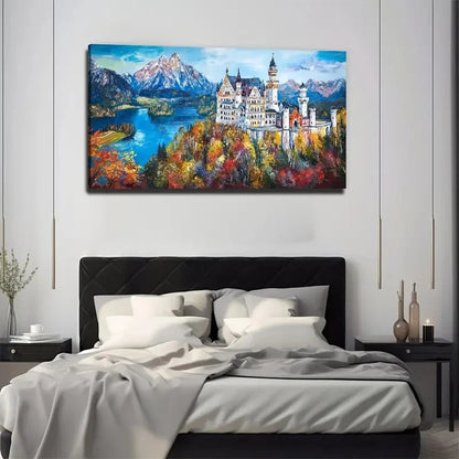 Attractive Castle Suitable Wall Art Canvas Office Home Room Framed 120x60cm