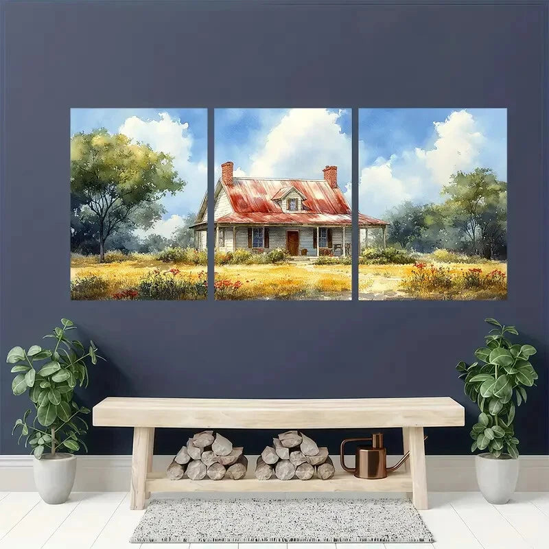3pcs Vintage Rustic Farmhouse Metal Print Ready to Hang Art - Bella Home Decor