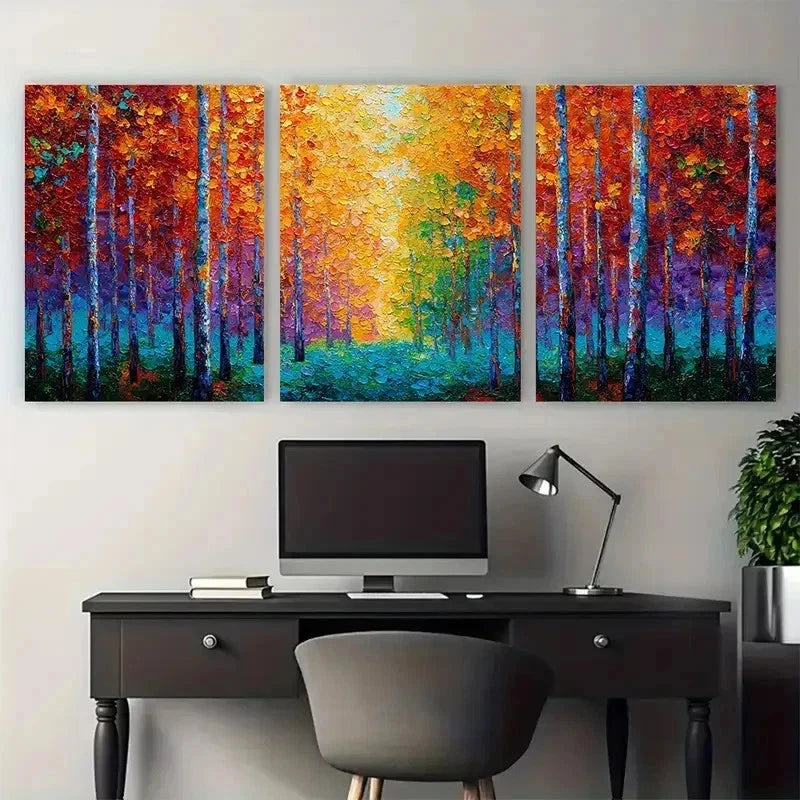 3pcs Abstract Autumn Textured Sunset Perfect Wall Art Set Canvas Framed 50x70cm - High Quality Print 100% Australian Made Wall Canvas Ready to Hang - Bella Home Decor