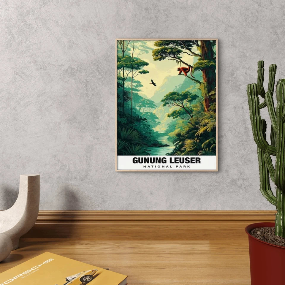 Indonesian National Tropical Jungle Park Travel Poster Print Wall Art