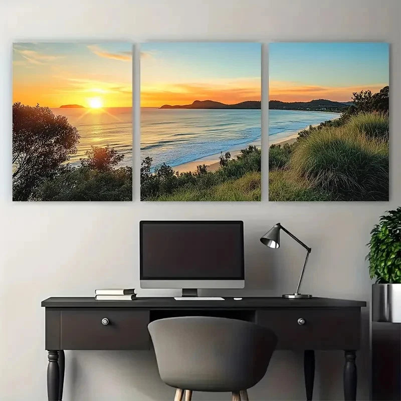 3pcs Byron Bay Australia Travel Wall Art Set Canvas Framed 40x60cm - High Quality Print 100% Australian Made Wall Canvas Ready to Hang - Bella Home Decor