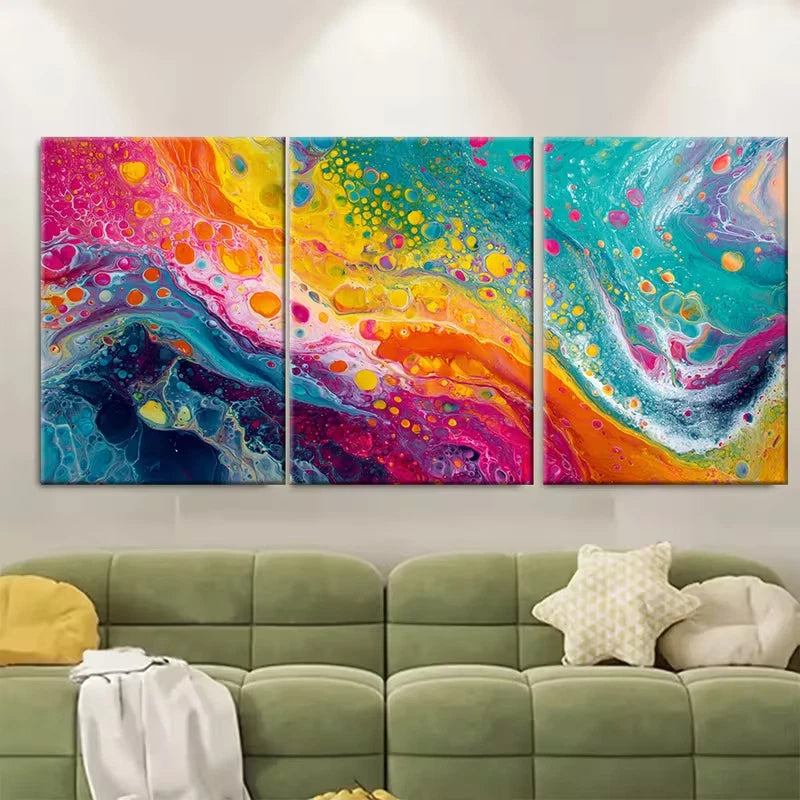 3pcs Vibrant Abstract Minimalist Colorful Wall Art Set Canvas Framed 50x70cm - High Quality Print 100% Australian Made Wall Canvas Ready to Hang