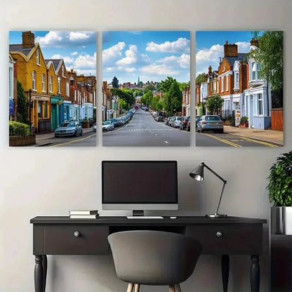 3pcs England Travel South London UK Perfect Wall Art Set Canvas Framed 50x70cm - High Quality Print 100% Australian Made Wall Canvas Ready to Hang