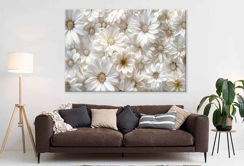 Elegant White Flower Group Wall Art Decor 100% Australian Made - Bella Home Decor