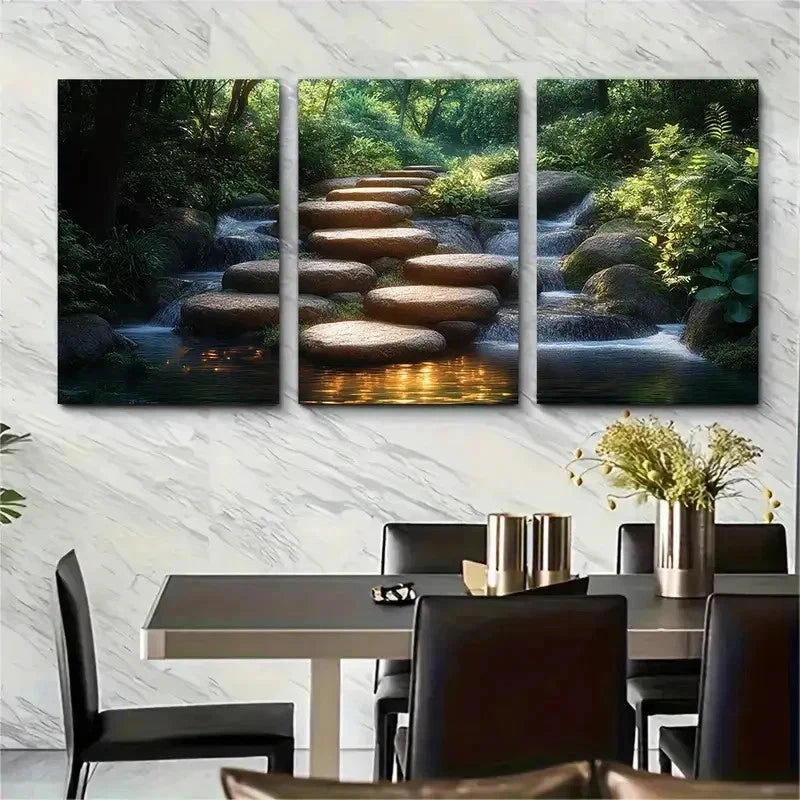 3pcs Elegant Floral Baroque Damask A    Wall Art Set Canvas Framed 60x90cm - High Quality Print 100% Australian Made Wall Canvas Ready to Hang