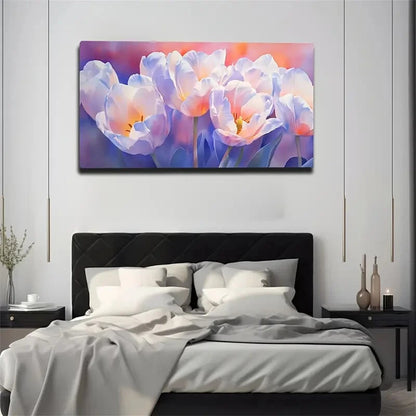 Multiple Bloom Tulip Abstract Wall Art Canvas Office Home Room Framed 120x60cm - Bella Home Decor