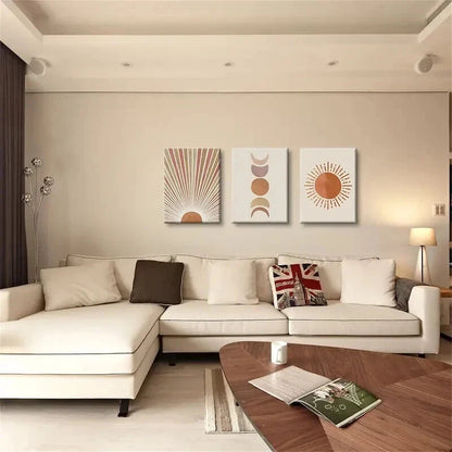 3pcs Mid Century Moon Phase Abstract Perfect Wall Art Set Canvas Framed 50x70cm - High Quality Print 100% Australian Made Wall Canvas Ready to Hang - Bella Home Decor