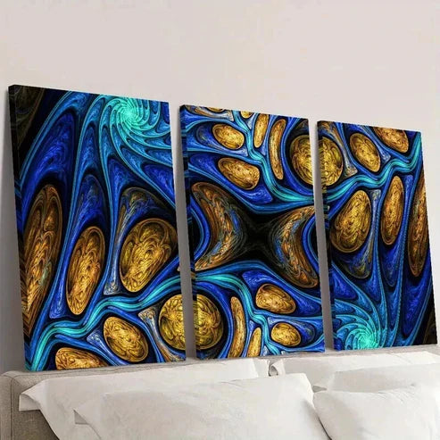3pcs Psychedelic Colorful Abstract Fractal Agnes Wall  Art Set Canvas Unframed - High Quality Print 100% Australian Made Wall Canvas