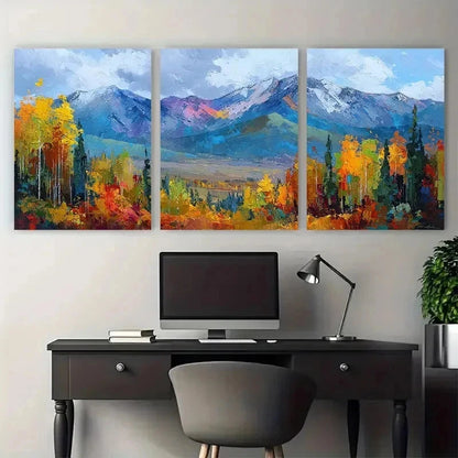 3pcs Abstract Landscape Mountains Trees Perfect Wall Art Set Canvas Framed 50x70cm - High Quality Print 100% Australian Made Wall Canvas Ready to Hang - Bella Home Decor