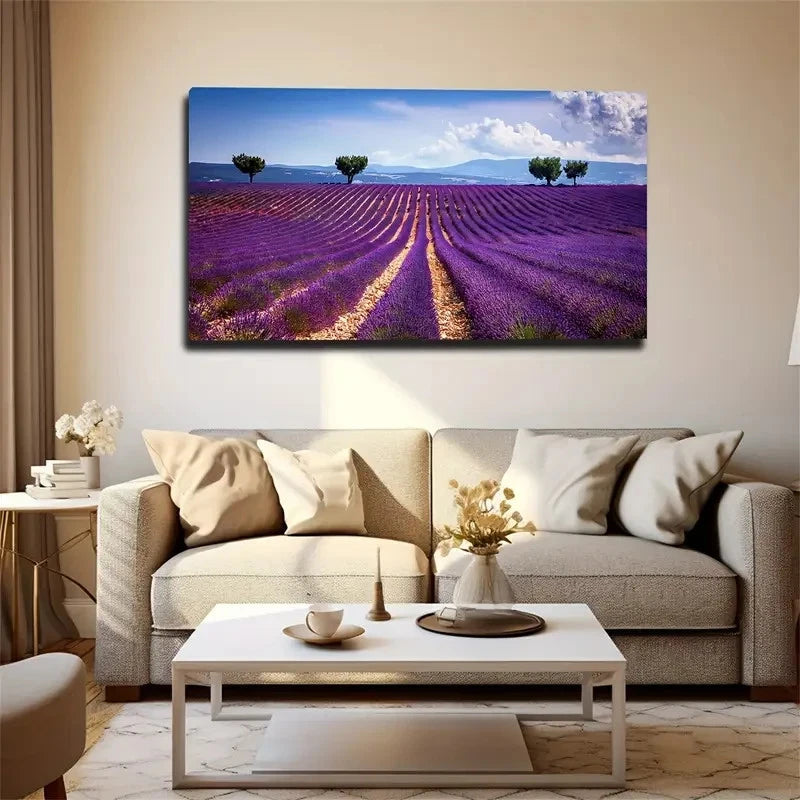 Vibrant Provence Lavender Wall Art Canvas Office Home Room Framed 120x60cm