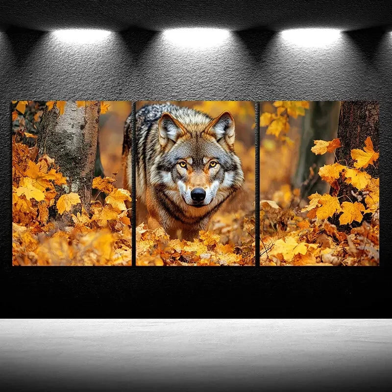 3pcs Lonely and Proud Wolf Modern Forest Metal Print Ready to Hang Art - Bella Home Decor