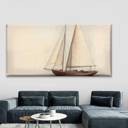 Vintage Sailboat Nautical Wall Art Canvas Office Home Room Framed 120x60cm