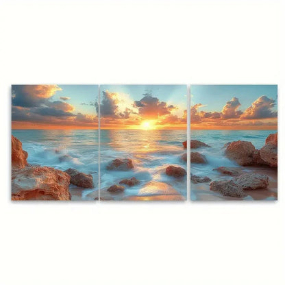 3pcs North Avoca Beach Australia  Wall Art Set Canvas Framed 60x90cm - High Quality Print 100% Australian Made Wall Canvas Ready to Hang