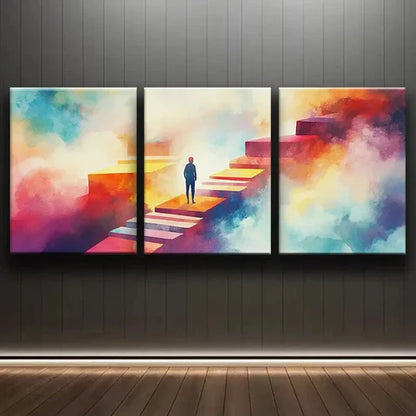 3pcs The for Man at the Top Alone Perfect Wall Art Set Canvas Unframed - High Quality Print 100% Australian Made Wall Canvas