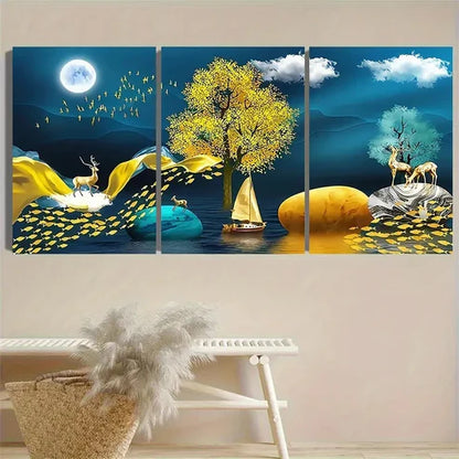 3pcs Surreal Moonlit Wall Art Canvas Unframed - High Quality Print 100% Australian Made Wall Canvas - Bella Home Decor