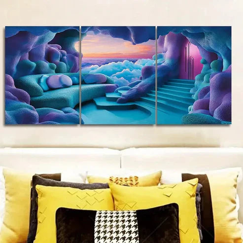 3pcs an enchanting cavev Wall Art Set Canvas Unframed - High Quality Print 100% Australian Made Wall Canvas - Bella Home Decor