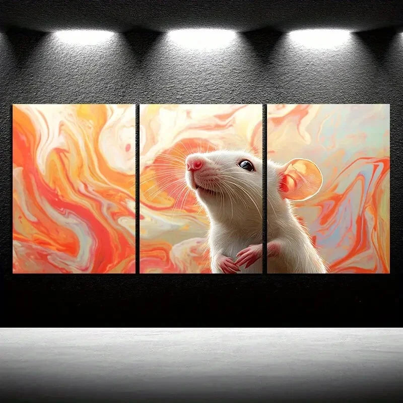 3pcs Flexible Mouse Animal Themed Metal Print Ready to Hang Art - Bella Home Decor