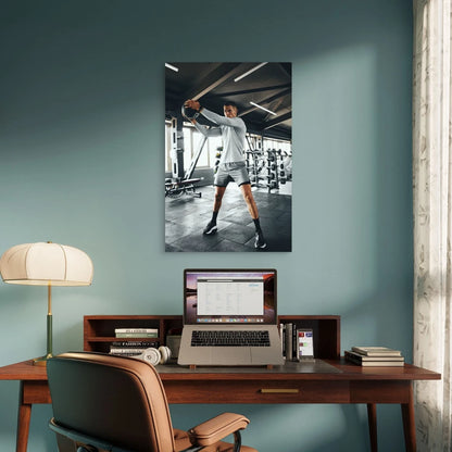 Male Medicine Ball Gym Workout 5mm thick Plastic Poster Ready to Hang 90x60cm