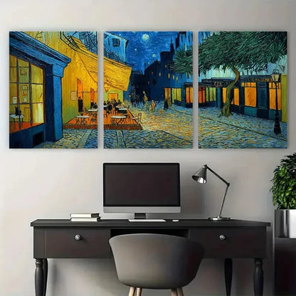3pcs A Vincent Van Gogh Street Inspired Wall Art Canvas Unframed - High Quality Print 100% Australian Made Wall Canvas - Bella Home Decor