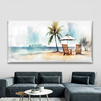Abstract Watercolor Seascape Wall Art Canvas Office Home Room Framed 120x60cm