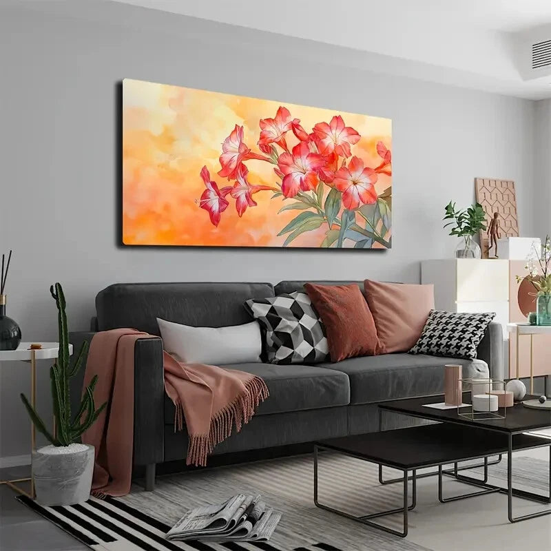 Present A Bright Red Color Wall Art Canvas Office Home Room Framed 120x60cm - Bella Home Decor
