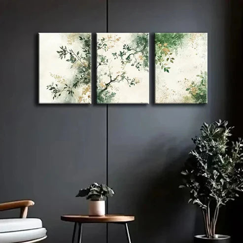 3pcs Moss & Leaves Colorful Pattern Perfect Wall Art Set Canvas Unframed - High Quality Print 100% Australian Made Wall Canvas