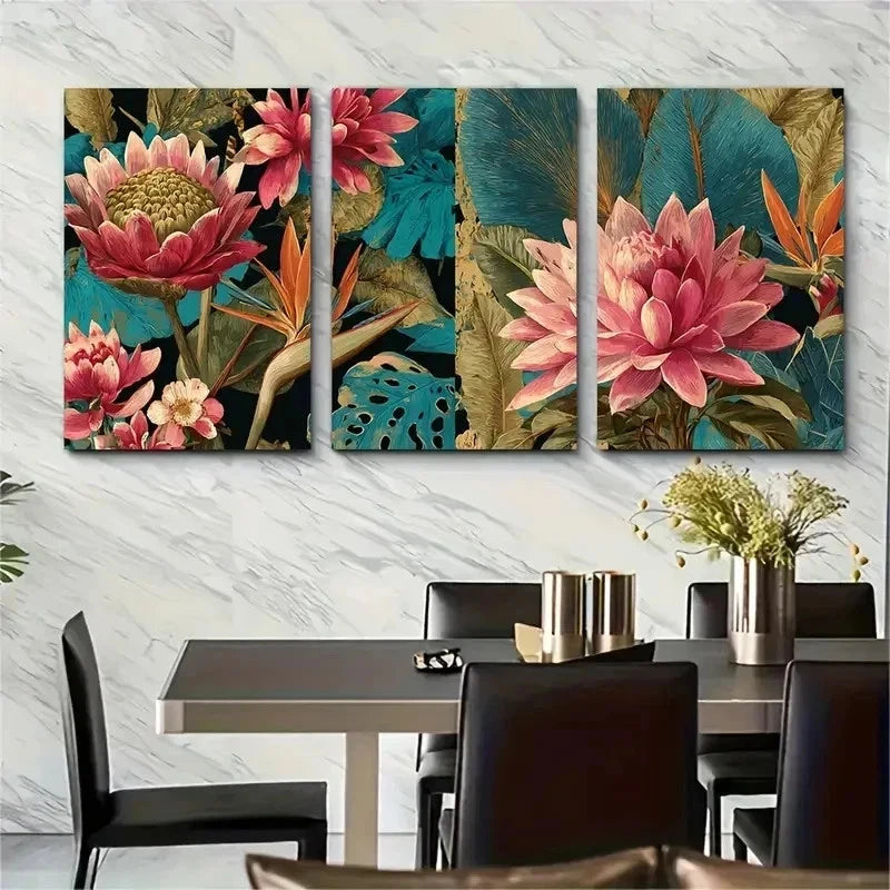 3pcs Tropical Caribbean Travel Blue Perfect Wall Art Set Canvas Framed 50x70cm - High Quality Print 100% Australian Made Wall Canvas Ready to Hang