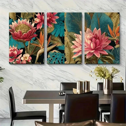 3pcs Tropical Caribbean Travel Blue Perfect Wall Art Set Canvas Framed 50x70cm - High Quality Print 100% Australian Made Wall Canvas Ready to Hang