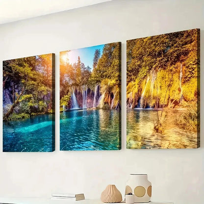3pcs Waterfalls And Rivers Natural Perfect Wall Art Set Canvas Framed 40x60cm - High Quality Print 100% Australian Made Wall Canvas Ready to Hang - Bella Home Decor