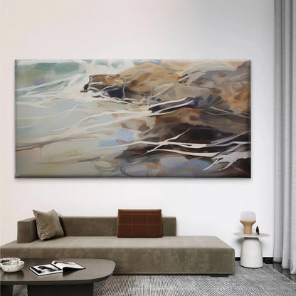 Abstract Ocean Wave Rock Wall Art Canvas Office Home Room Framed 120x60cm