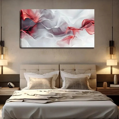White Red & Gray Interwoven Wall Art Canvas Office Home Room Framed 120x60cm - Bella Home Decor