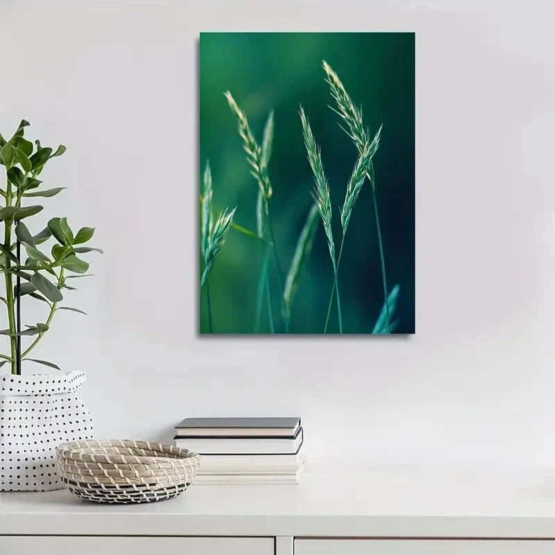 Beautiful Emerald Green Thatch Grass Meadow 40x60cm Metal Print Ready to Hang - Bella Home Decor