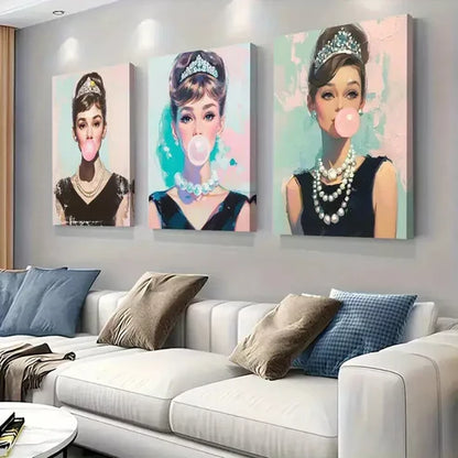3 PCS Pop Art Bubblegum Triptych Wall Art Set Canvas Unframed - High Quality Print 100% Australian Made Wall Canvas - Bella Home Decor