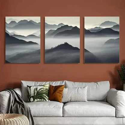 3pcs Ales Krivec Mountain Layers Wall Art Canvas Unframed - High Quality Print 100% Australian Made Wall Canvas - Bella Home Decor