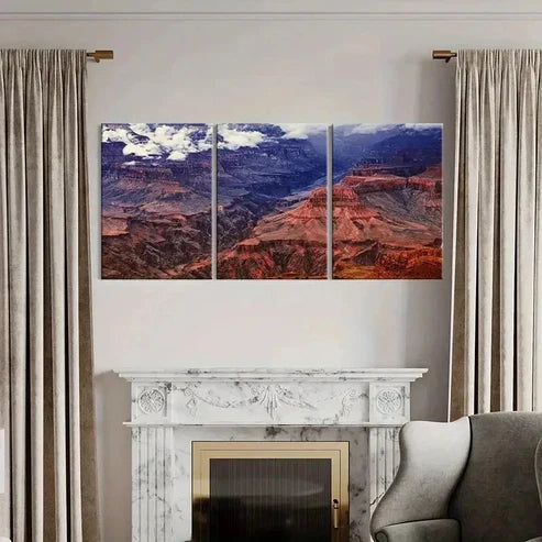 3pcs Brown Mountain Natural Landscape Wall Art Canvas Unframed - High Quality Print 100% Australian Made Wall Canvas - Bella Home Decor
