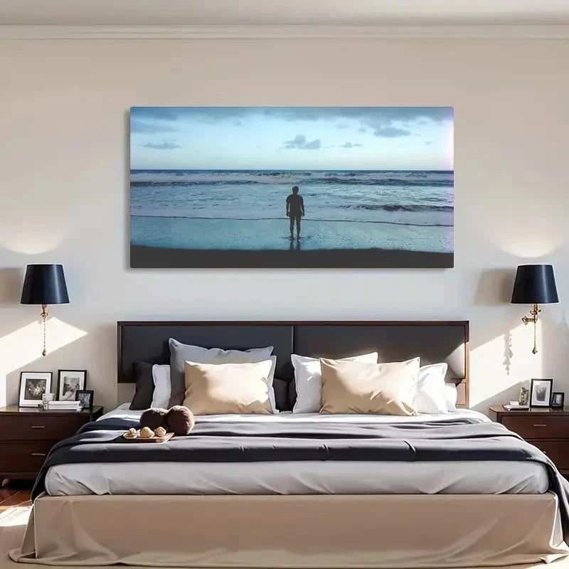 Tranquil Seaside Scene Lone Wall Art Canvas Office Home Room Framed 120x60cm - Bella Home Decor