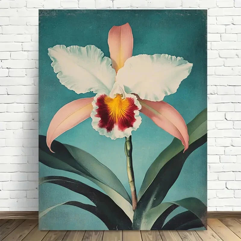 Beautiful Orchid Paradise Bloom Modern Painting 40x60cm Metal Print Ready to Hang - Bella Home Decor