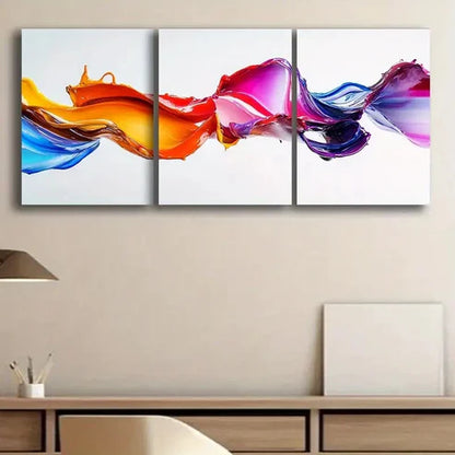 3pcs Colorful Splashes of Liquid Paint Perfect Wall Art Set Canvas Unframed - High Quality Print 100% Australian Made Wall Canvas - Bella Home Decor