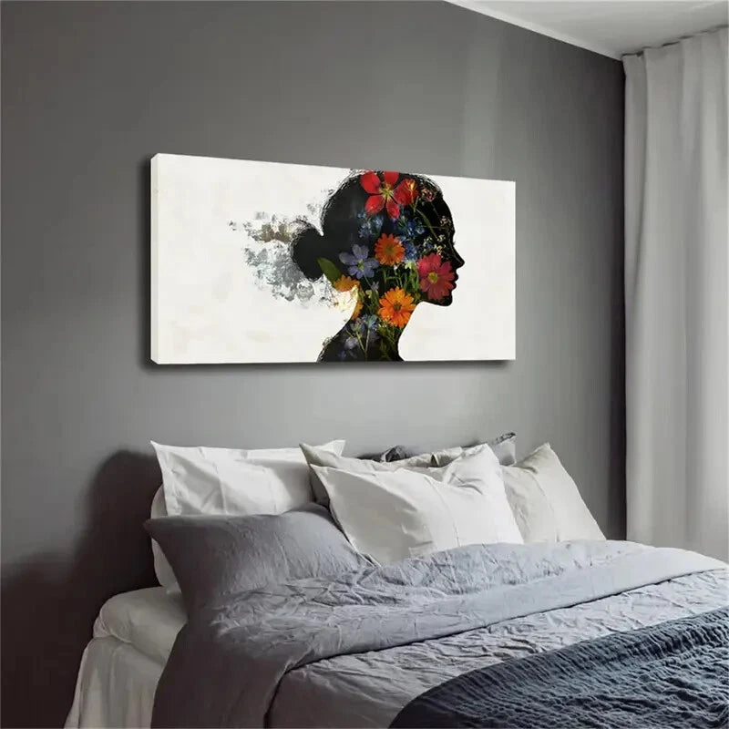 Natural Flowers Blend Human Wall Art Canvas Office Home Room Framed 120x60cm - Bella Home Decor