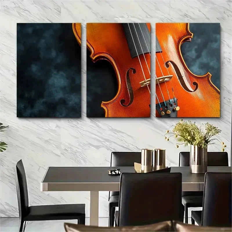 3pcs Elegant Violin Photography Musical Perfect Wall Art Set Canvas Framed 50x70cm - High Quality Print 100% Australian Made Wall Canvas Ready to Hang