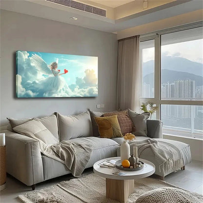 Angels Flying In The Clouds Wall Art Canvas Office Home Room Framed 120x60cm - Bella Home Decor