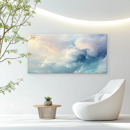 Blue Green Clouds Wall Art Canvas Office Home Room Framed 120x60cm