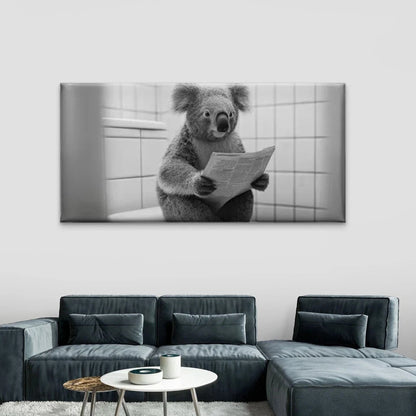 Koala Reading Newspaper Wall Art Canvas Office Home Room Framed 120x60cm